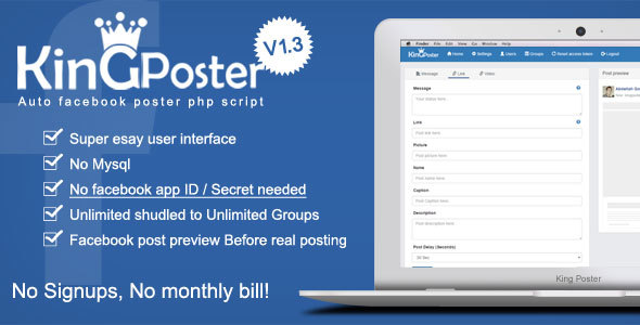 King poster - Facebook group auto poster script » Premium Scripts, Plugins & Mobile