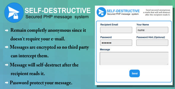 Self-Destruct E-mail message system » Premium Scripts, Plugins & Mobile