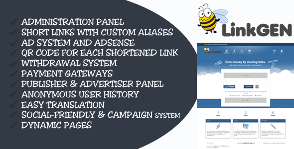 LinkGen - Monetized AdFly Clone URL Shortener PHP Script » Premium Scripts, Plugins & Mobile
