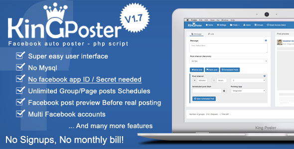 King poster v1.7.9 - Facebook multi Group / Page auto post - PHP script » Premium Scripts, Plugins & Mobile