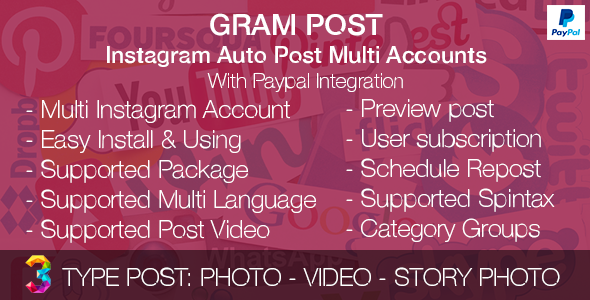 Gram Post - Instagram Auto Post Multi Accounts with Paypal integration » Premium Scripts, Plugins & Mobile