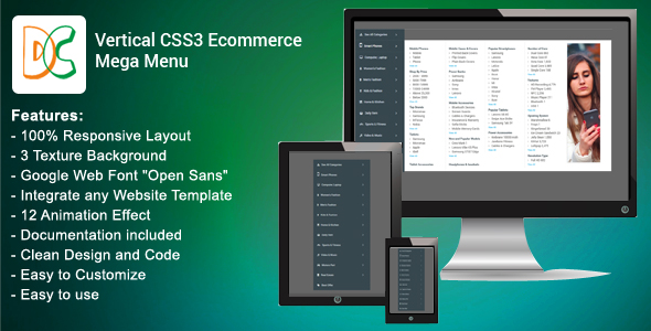 Vertical CSS3 Ecommerce Mega Menu » Premium Scripts, Plugins & Mobile