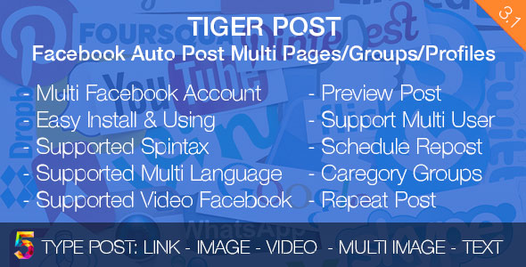 Tiger Post v3.1 - Facebook Auto Post Multi Pages/Groups/Profiles (RETAIL) » Premium Scripts, Plugins & Mobile