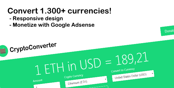 CryptoConverter - Convert 1.300+ crypto currencies » Premium Scripts, Plugins & Mobile