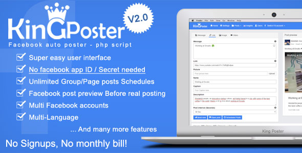 King poster v2.2.3 - Facebook multi Group / Page auto post - PHP script &raquo; Premium Scripts, Plugins &amp; Mobile