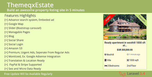 ThemeqxEstate v1.1 - Laravel Real Estate Property Listing Portal » Premium Scripts, Plugins & Mobile