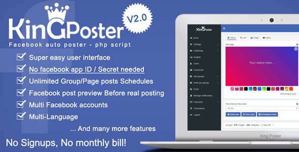 King poster v2.3.8 - Facebook multi Group / Page auto post - PHP script » Premium Scripts, Plugins & Mobile