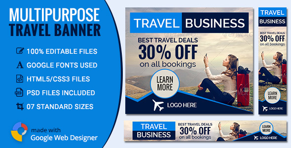 GWD - Travel & Tourism Banners - 7 Sizes » Premium Scripts, Plugins & Mobile
