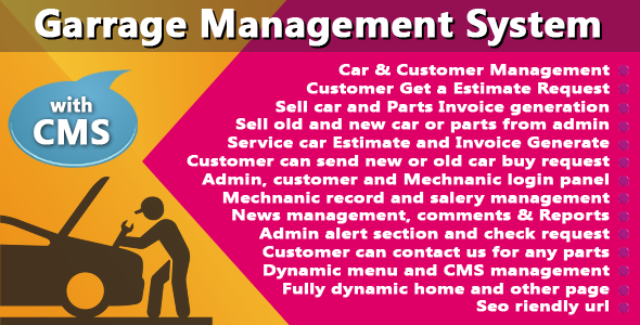 Garage or Workshop Management System With CMS » Premium Scripts, Plugins & Mobile