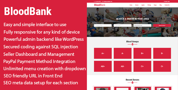 BloodBank - Blood Donor Directory CMS with PayPal Integration » Premium Scripts, Plugins & Mobile
