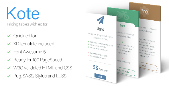 Kote - Pricing Tables With Editor » Premium Scripts, Plugins & Mobile