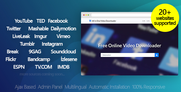 All in One Video Downloader v3.2 - Youtube and more - nulled &raquo; Premium Scripts, Plugins &amp; Mobile
