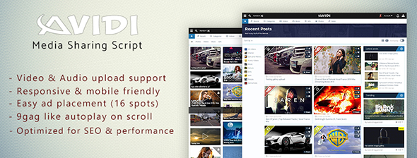 Avidi Media 1.7 - Ultimate Video, Music, Image and Gif Sharing Script » Premium Scripts, Plugins & Mobile