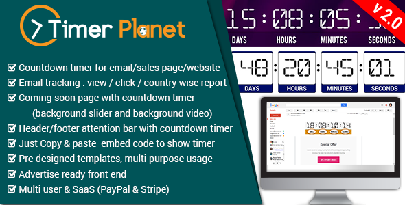 TimerPlanet v2.0 - email,website & attention bar countdown timer » Premium Scripts, Plugins & Mobile