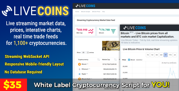 LiveCoins v2.2.3 - Real time Cryptocurrency Prices, Market Cap, Charts & More + FREE Wordpress Plugin » Premium Scripts, Plugins & Mobile