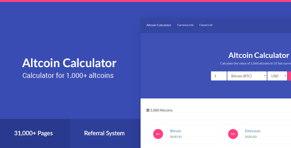 Altcoin Calculator - 1,000+ Crypto & 31 Fiat Currencies » Premium Scripts, Plugins & Mobile