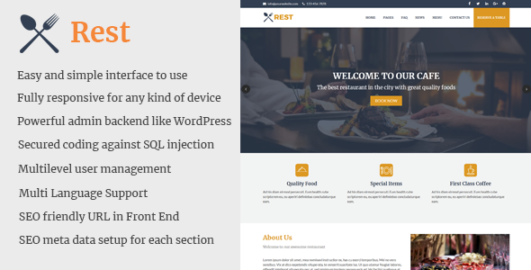 Rest - Cafe and Restaurant Website CMS » Premium Scripts, Plugins & Mobile