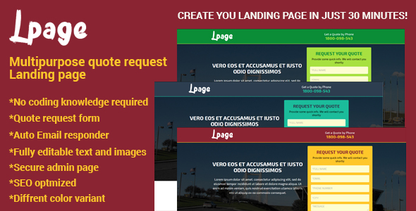 Lpage - Multipurpose quote request Landing page » Premium Scripts, Plugins & Mobile