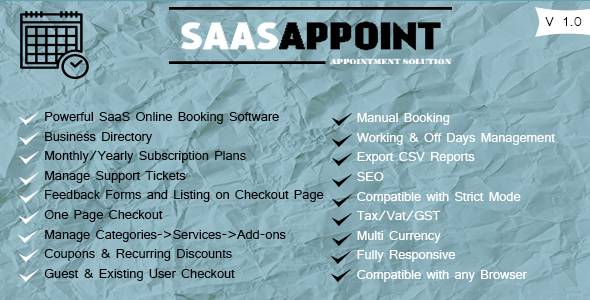 SaasAppoint » Premium Scripts, Plugins & Mobile