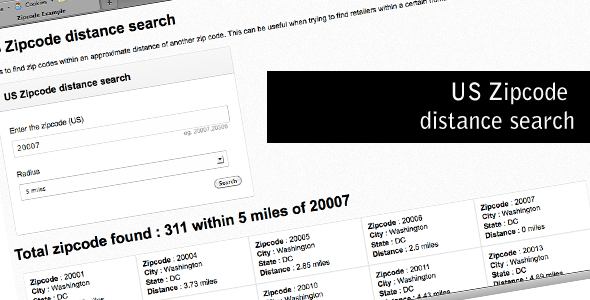 US Zipcode distance search » Premium Scripts, Plugins & Mobile