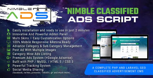Nimble Classified Ads Script v1.19 – PHP And Laravel Geo Classified Advertisement CMS » Premium Scripts, Plugins & Mobile