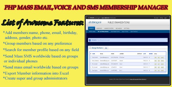 PHP Mass Email - Voice & SMS Membership Manager » Premium Scripts, Plugins & Mobile