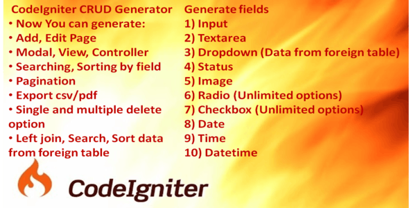 CodeIgniter CRUD Generator v1.0 » Premium Scripts, Plugins & Mobile