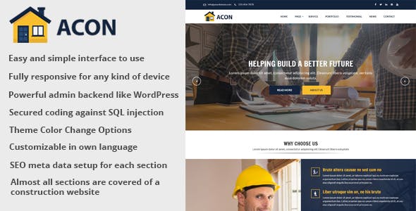 Acon v1.5 - Architecture and Construction Website CMS » Premium Scripts, Plugins & Mobile