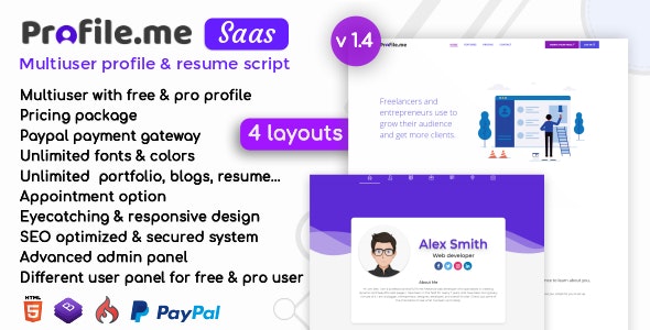 Profile.me v1.4 - Saas Multiuser Profile & Resume Script - nulled » Premium Scripts, Plugins & Mobile