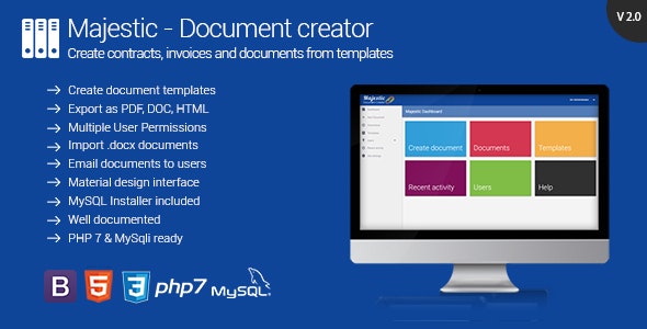 Majestic v2.1 - Create documents from templates. Generate contracts and invoices » Premium Scripts, Plugins & Mobile