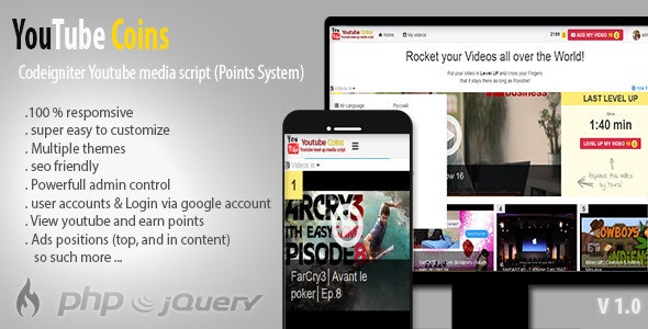 YouTube Coins v2.0.1 - (Media Script + Points System) » Premium Scripts, Plugins & Mobile