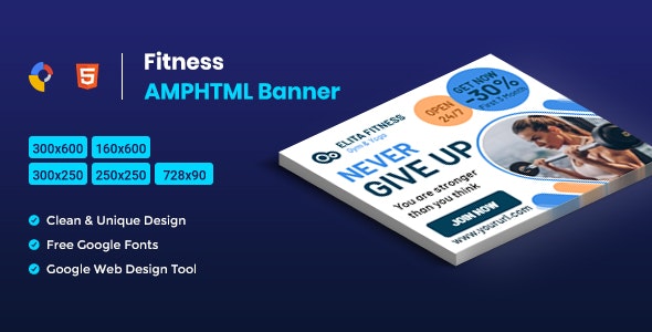Fitness AMPHTML Banners ads template » Premium Scripts, Plugins & Mobile