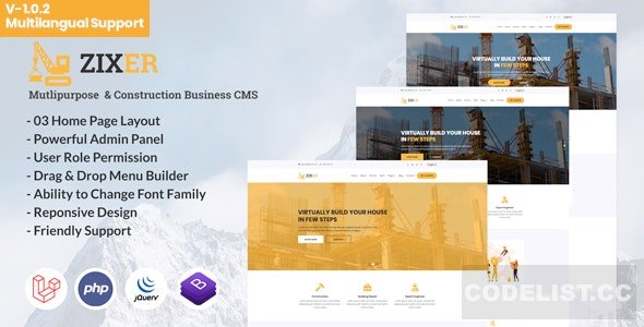 Zixer v1.0.2 - Multipurpose Website & Construction Business Company CMS - nulled &raquo; Premium Scripts, Plugins &amp; Mobile