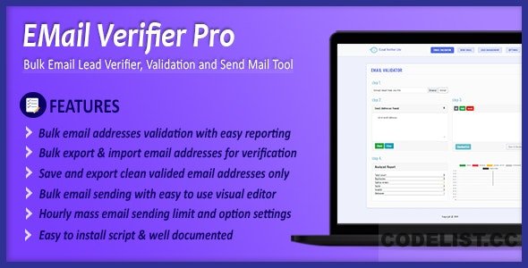 Email Verifier Pro v1.6 - Bulk Email Addresses Validation, Mail Sender & Email Lead Management Tool » Premium Scripts, Plugins & Mobile