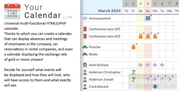 Your Calendar v1.0 - Universal multi-functional calendar. Team, rental, multipurpose calendar » Premium Scripts, Plugins & Mobile