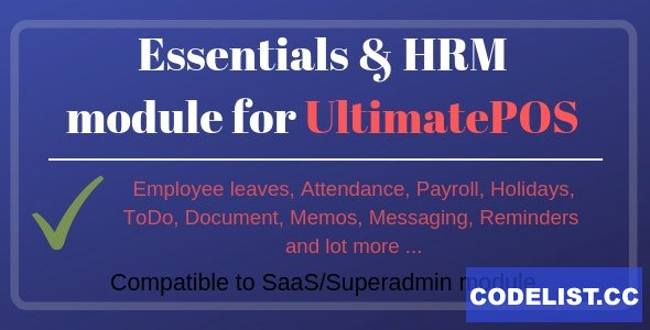 Essentials & HRM (Human resource management) v2.3 - Module for UltimatePOS » Premium Scripts, Plugins & Mobile
