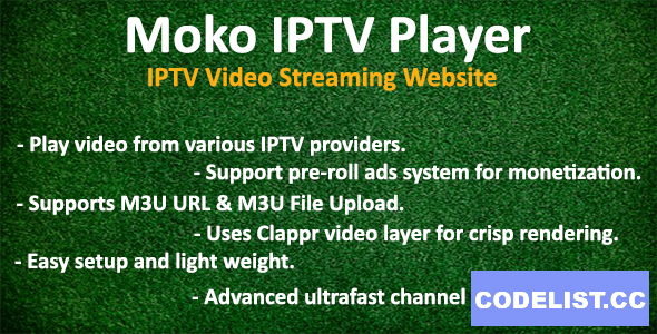 Moko IPTV Player - IPTV Video Streaming Website » Premium Scripts, Plugins & Mobile