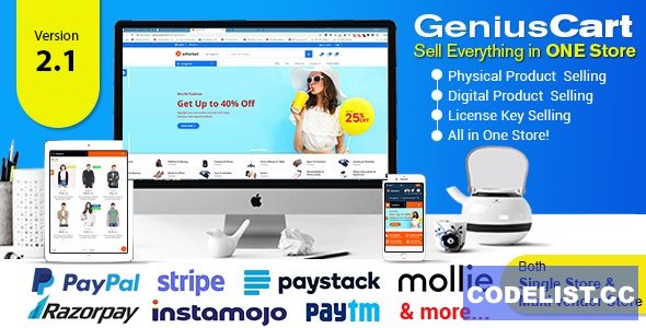 GeniusCart v2.1 - Single or Multivendor Ecommerce System with Physical and Digital Product Marketplace - nulled » Premium Scripts, Plugins & Mobile