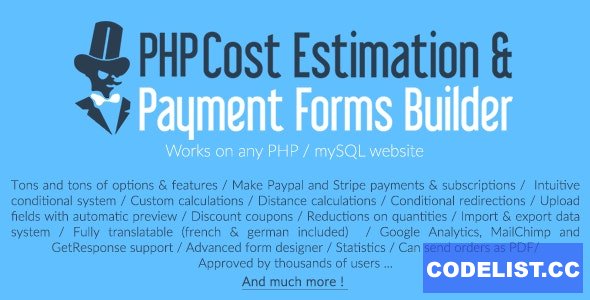 PHP Cost Estimation & Payment Forms Builder (18 june 2020) » Premium Scripts, Plugins & Mobile