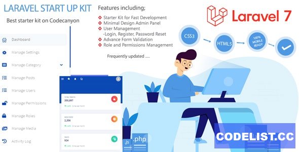 Laravel Bootstrap Starter Kit v1.0 - User Manager, Role, Permission, CRUD, Media Library and More » Premium Scripts, Plugins & Mobile