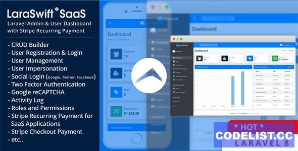 LaraSwift SaaS v1.0 - Laravel Admin & User Dashboard + CRUD Builder + Stripe Recurring Payment » Premium Scripts, Plugins & Mobile