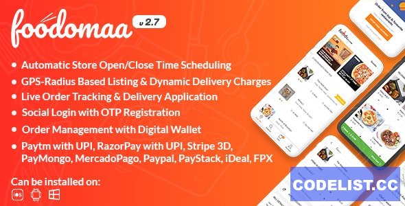 Foodomaa v2.7.2 - Multi-restaurant Food Ordering, Restaurant Management and Delivery Application - nulled &raquo; Premium Scripts, Plugins &amp; Mobile