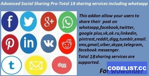 Advanced Social Sharing Pro For WoWonder - 9 June 2021 » Premium Scripts, Plugins & Mobile