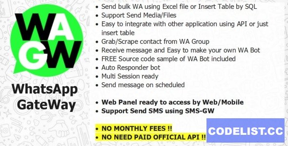 WA-GW - WhatsApp and SMS GateWay (Blast and Chatbot) with SAAS Support - 24 july 2021 » Premium Scripts, Plugins & Mobile