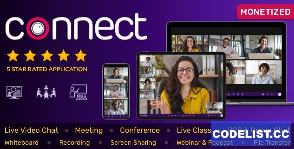 Connect v2.0.0 - Live Video Chat, Conference, Live Class, Meeting, Webinar, Whiteboard, File Transfer, Chat - nulled » Premium Scripts, Plugins & Mobile