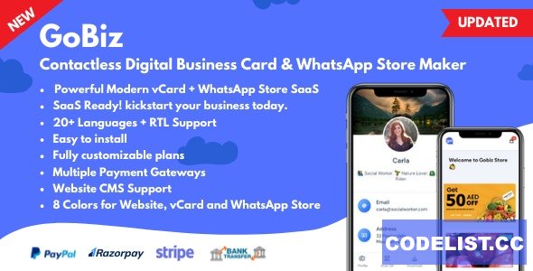 GoBiz v4.0.3 - Digital Business Card + WhatsApp Store Maker | SaaS | vCard Builder - nulled » Premium Scripts, Plugins & Mobile
