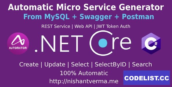 MySQL to Dot Net Core Automatic REST API Generator + JWT Auth + Swagger + Postman v2.2 » Premium Scripts, Plugins & Mobile