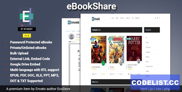 eBookShare v1.9.5 - eBook hosting and sharing script » Premium Scripts, Plugins & Mobile