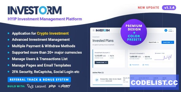 Investorm v1.1.5 - Advanced HYIP Investment Management Platform - nulled » Premium Scripts, Plugins & Mobile