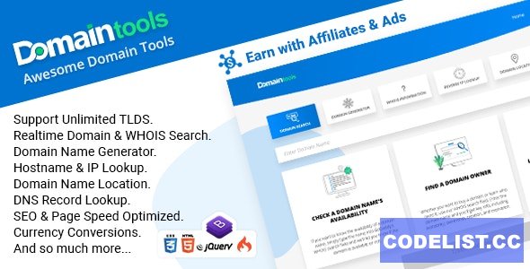 DomainTools v2.3 - Awesome Domain Tools - nulled » Premium Scripts, Plugins & Mobile